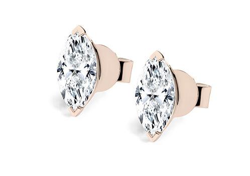 Marquise Diamond Stud Earrings in Rose Gold