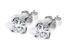 Asscher Diamond Stud Earrings in White Gold