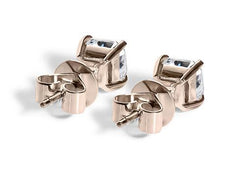 Asscher Diamond Stud Earrings in Rose Gold