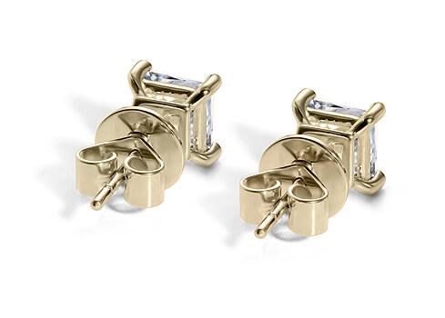 Princess Diamond Stud Earrings in Yellow Gold