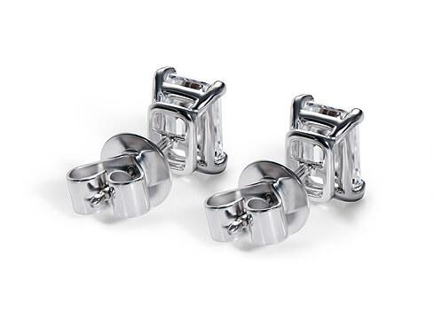 Emerald Diamond Stud Earrings in White Gold
