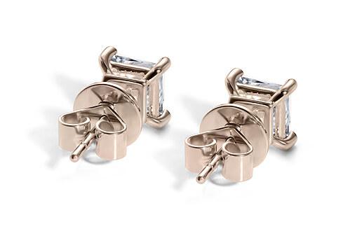 Princess Diamond Stud Earrings in Rose Gold