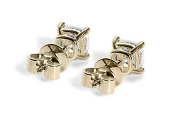 Cushion Diamond Stud Earrings in Yellow Gold