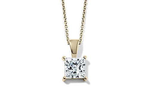 Princess Diamond Pendant in Yellow Gold