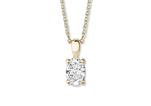 Oval Diamond Pendant in Yellow Gold
