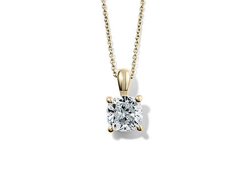 Cushion Diamond Pendant in Yellow Gold