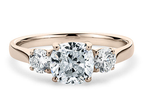 Angela - Cushion - Natural Diamond Trilogy Engagement Ring