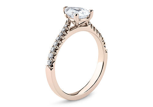 Bella - Pear - Natural Diamond, Diamond Band Engagement Ring