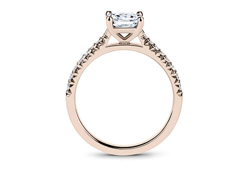 Bella - Princess - Natural Diamond, Diamond Band Engagement Ring