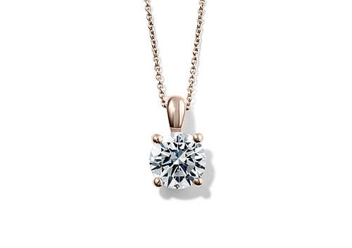 Round Diamond Pendant in Rose Gold