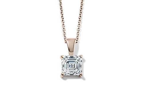 Asscher Diamond Pendant in Rose Gold