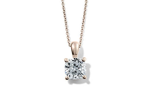 Cushion Diamond Pendant in Rose Gold