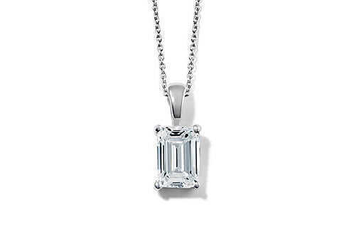 Emerald Diamond Pendant in White Gold