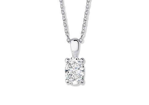 Oval Diamond Pendant in White Gold