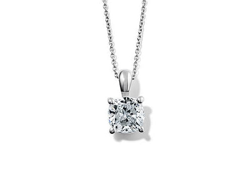 Cushion Diamond Pendant in White Gold