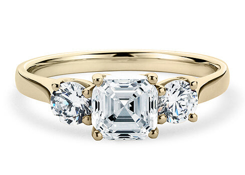 Angela - Asscher - Natural Diamond Trilogy Engagement Ring