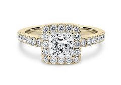Jianna - Princess - Natural Diamond Halo Engagement Ring