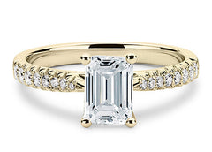 Bella - Emerald - Labgrown Diamond, Diamond Band Engagement Ring