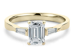 Maria - Emerald - Labgrown Diamond Trilogy Engagement Ring