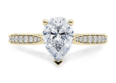 Angelina - Pear - Natural Diamond, Diamond Band Engagement Ring