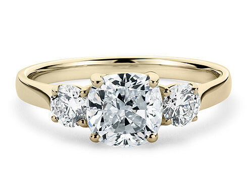 Angela - Cushion - Natural Diamond Trilogy Engagement Ring
