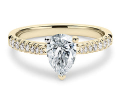 Bella - Pear - Natural Diamond, Diamond Band Engagement Ring