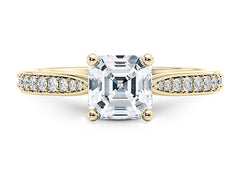 Angelina - Asscher - Natural Diamond, Diamond Band Engagement Ring