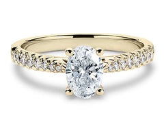 Bella - Oval - Natural Diamond, Diamond Band Engagement Ring