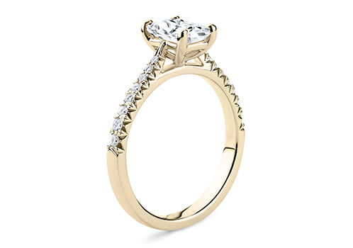 Bella - Radiant - Natural Diamond, Diamond Band Engagement Ring