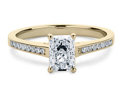 Mia - Radiant - Natural Diamond, Diamond Band Engagement Ring
