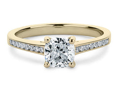Mia - Cushion - Natural Diamond, Diamond Band Engagement Ring