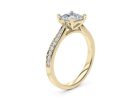 Angelina - Princess - Natural Diamond, Diamond Band Engagement Ring