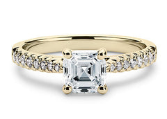 Bella - Asscher - Natural Diamond, Diamond Band Engagement Ring