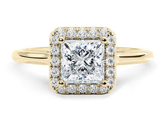Daniella - Princess - Natural Diamond Halo Engagement Ring